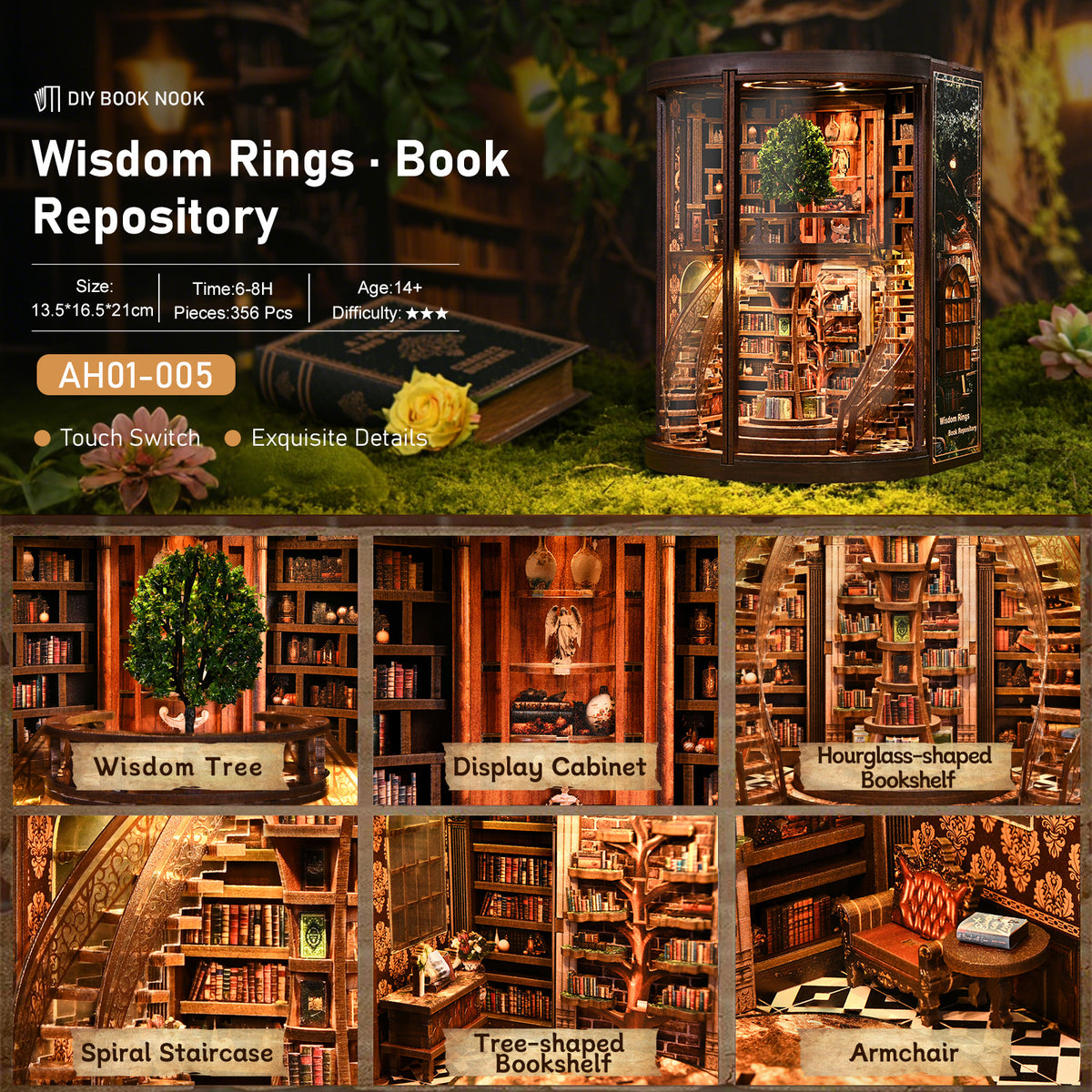 Circular archive of knowledge | Wisdom rings book repository kit